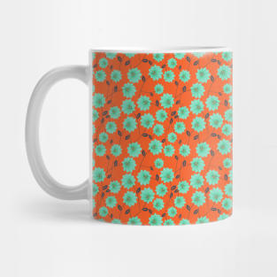 Blue & Orange Floral Pattern Mug